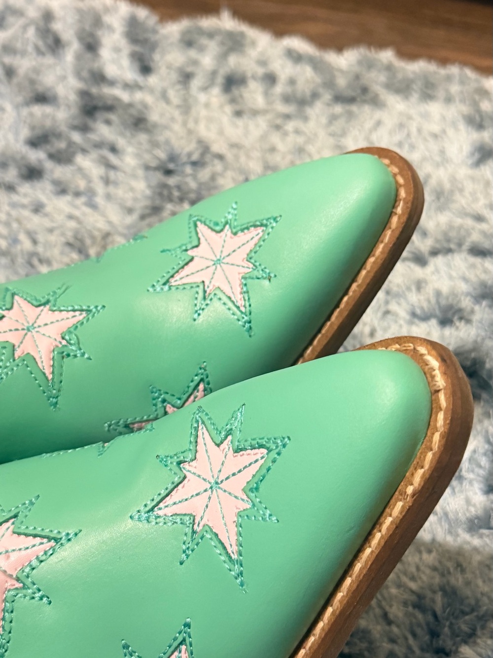 NWT Dingo Starburst DI2248 Green White Star Leather Cowboy Boots Size 7M - Picture 13 of 15